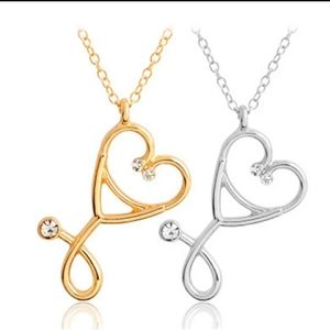 Medical stethoscope heart necklace healthcare hero